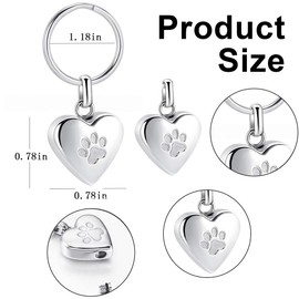 NHQZ Mini Urn for Dogs, Ash Urn Bottle Dog Claw Pendant Made of Stainless Steel, Memorial Ash, Memorial Urn Keyring, Dog Keyring, Mini Urn for Ashes, Memorial Keychain for Pets