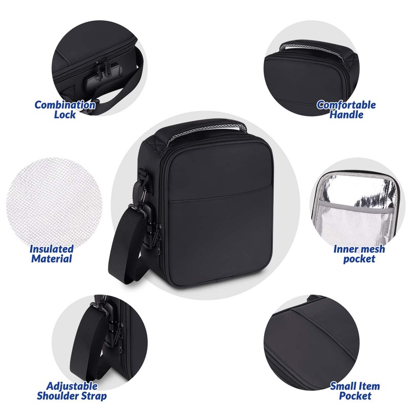 SafeDelux Lockable Lunch Box with Combination Lock，Insulated Lunch Bag Reusable