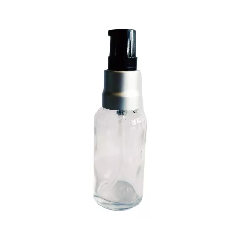 Meliars Frasco Dosificador 30 Ml Transparente Bomba Plata (20 Pzs)