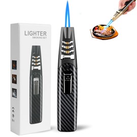 Lighter,Powerful Firepower Adjustable Dual-Arc Torch Lighter Windproof for Outdoor Activities (Carbon Fiber-Gray)