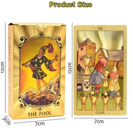 78 Gold Foil Tarot Deck with Gift Box, Tarot Cards Deck with Guidebook, Splendid Classic Tarot Deck, Durable Waterproof Gold Foil T-arot D-ecks for Beginners