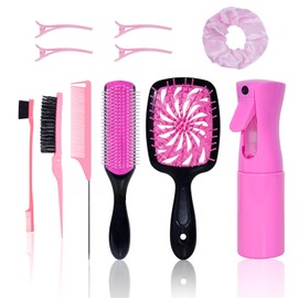 11 Pcs Hair Brush Set, 2025 NEW Detangle Hair Brush And Spray Bottle, 3 Pieces Smooth Hairbrush For Toddlers, Suitable For Wet and Dry Hairstyles, Suitable For Adults And Children.