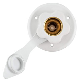 RV City Water Fill Inlet | White | Optional Hose Elbow and or Gasket Seal | Flange Brass with Check Valve | Camper | Trailer | Marine (No Hose Elbow, with Seal)
