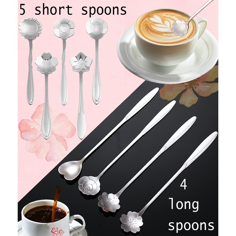 Flower Spoon Coffee Teaspoon Set, ESRISE Stainless Steel Tea Spoon