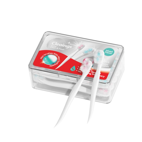Mini Brushes-Disposable Toothbrushes with Two Cleaning Beads Toothpaste and Pick
