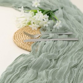 6 Pack 10FT Sage Green Spring Cheesecloth Table Runners for Bridal Shower Decorations 10FT Gauze Party Table Runner Rustic Cheese Cloth Table Runners for Outdoor Wedding Decorations for Home Party