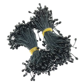 Lind Kitchen 4 Bouquets 55mm Artificial Pearlized Floral Stamen Flower Stamen for Flower Making Scrapbook Decoration Artificial Flowers, Pearlescent Black