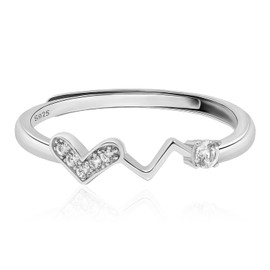 Meissa Silver Rings for Women Love Ring Adjustable Stackable Rings for Teen Girls Cute Dainty Rings Midi Stacking Rings, Silver