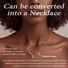 SILYIN Initial Hand Chain Bracelet for Women | Adjustable Letter L Name Bracelet | Dainty 14K Gold Plated Non-Tarnish Stackable Jewelry | Gift for Her