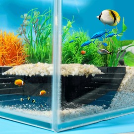 Aquarium Undergravel Fish Tunnel Hide Cave Corner Tank Decorations Tunnel Fish & Shrimp Hideout for Aquariums(Black,Style A)
