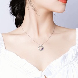 KIMIEVOL Women's Necklace, 12 Months, Birthstone, Planet Motif, Platinum Plated, Silver, 925 Jewelry, Accessory, Birthday, White Day, Mother's Day, Christmas Gift, Gift Wrapping Included, Sterling