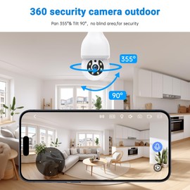 GBIUT Light Bulb Security Camera, 5G&2.4G Lightbulb Security Cameras Wireless Outdoor, Human Detection, Two-Way Talk, Color Night Vision, Light Socket Camera Works with Alexa (2 Pack)