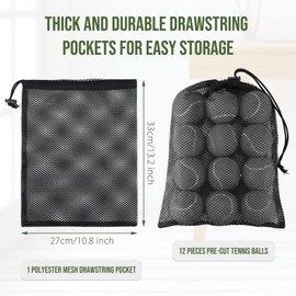 12 Pcs Tennis Balls for Chairs Glide Balls Precut Tennis Balls Bulk Tennis Ball Chair Leg Floor Protectors Tennis Ball Chair Foot Covers with Storage Bag for Furniture Legs and Floor Protection, Gray