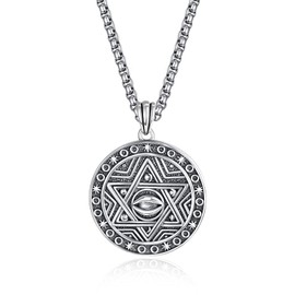 HXWZB Star of David Jewish Six Pointed Jewish Necklace for Men Sterling Silver Hexagram Star of David Jewelry for Men Women