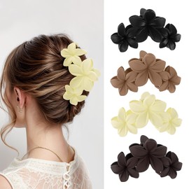 6 Pcs Flower Claw Clips Flower Hair Clips for Women Girls Matte Big Hair Claw Clips Non Slip Strong Hold Hair Catch Clamps Barrettes Headwear Accessories for Thin Hair (New Multicolor 4 Pcs)