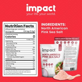Impact - Fine Grain North American Pink Sea Salt - Low-Carb Friendly Non-GMO Gluten-Free Trace Minerals For Everyday Use Rich in Minerals - 2lb