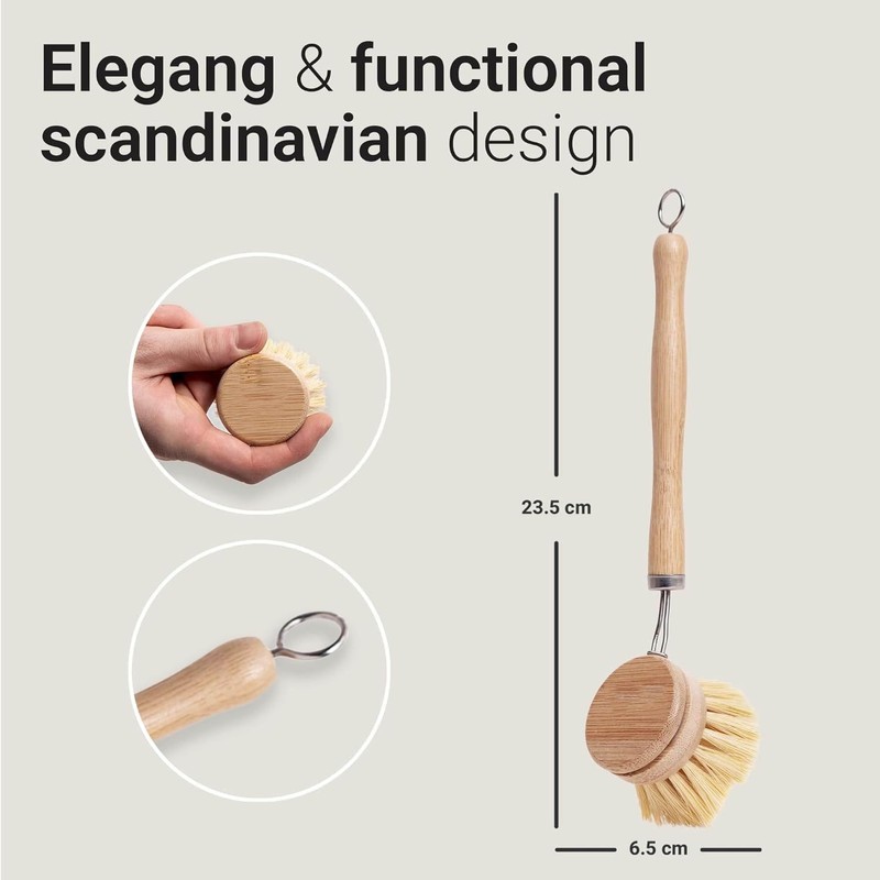 PHOENA Dishwashing Brush Dish Brush Bamboo Wood Dish Brushes with