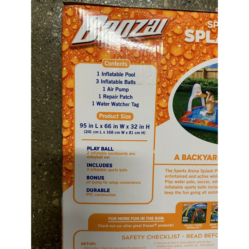 Banzai Sports Arena Splash Pool, 4-in-1 Inflatable Activity Play Center