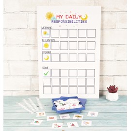 Inkdotpot Kids Daily Responsibility Checklist, to-Do List- Daily Routine- Chore Chart- Morning/Evening Checklist- Daily Task List- Childrens Job Poster-BR