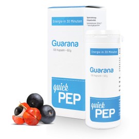 Quick Pep Guarana Capsules 500 mg, Energy Kick with Guarana Caffeine, Natural Waker, Long-Lasting Energy Supply in Just 30 Minutes, Diet Supporting, Made in Germany, Pack of 100