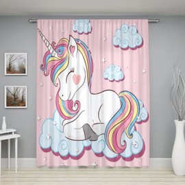 Unicorn Curtain for Kids Bedroom,Pink Cartoon Rainbow Darkening Curtains Decor Sliding Curtains Decorative Curtains for Girls Boys Baby Room,Living Room Decoration 42x63inch(107x160cm)