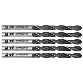 CUTHARD 7.2 mm, Pack of 5, HSS Jobber Drill, Straight Shank, 109mm OAL, Flute Length 69mm