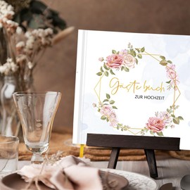 Mocrop Wedding Guest Book with Free Sticker Guest Gifts Wedding 21 x 21 cm 120 Pages Sticker Wedding Guest Book Wedding with Questions Wedding Gift Hardcover