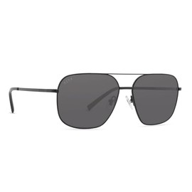 DIFF Jonas Oversized Navigator Designer Sunglasses for Men and Women UV400 Polarized, Black + Grey