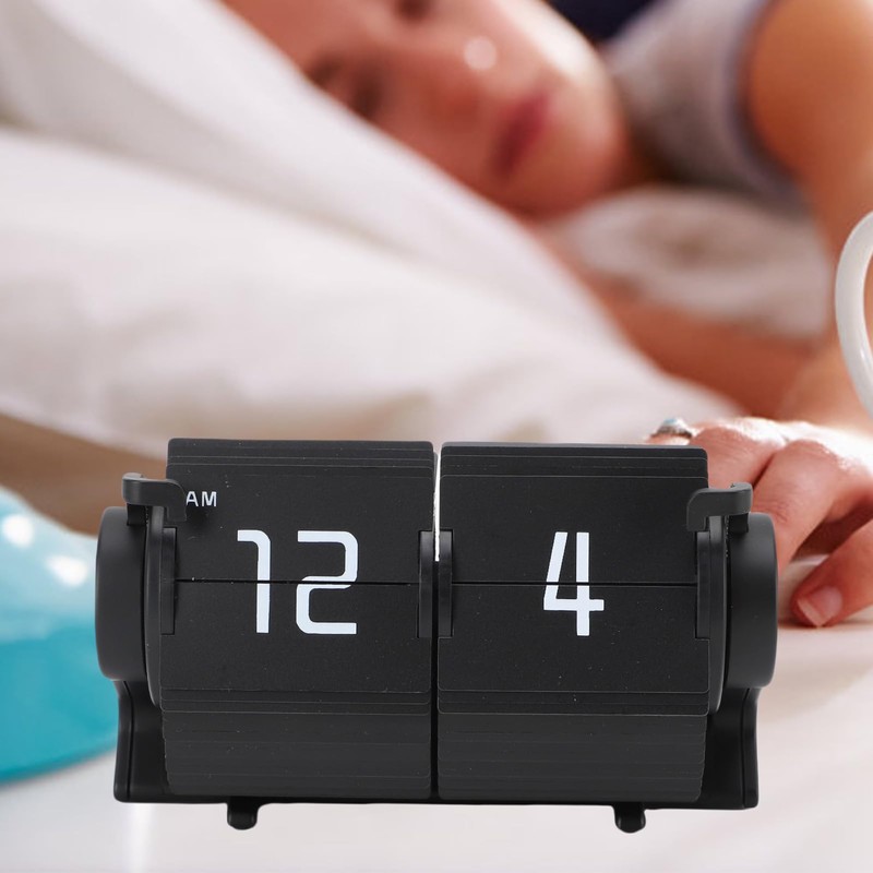 Automatic Flip Calendar Clock, Retro Mechanical Digital Desk Alarm Clock,