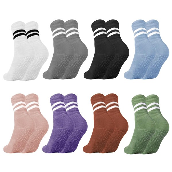 Sendowtek 8 Pares Calcetines Deportivos Antideslizantes Mujer, Calcetines de Yoga