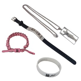 TGFADAM 4 Pack Argetina 10 Necklace 24'' Stainless Steel Soccer Chain Necklaces #10 Silicone Wristband Sport fans Braided Bracelets