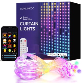 LED Curtain Light, 400 LEDs, Smart RGB+IC Color Changing Holiday Wall Lights, 6.6 x 6.6ft Indoor Dynamic DIY LED String Lights, APP Remote Control, for Bedroom, Living Room, Window Decor, Party