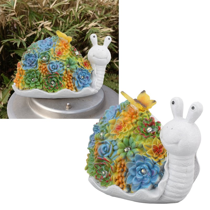 Solar Snail Statue Waterproof Cute Snail Figurine Succulents Garden Ornament