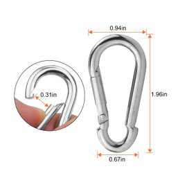 60Pack Spring Snap Hook, 1.96Inch Zinc-Galvanized Steel Spring Clips, 220lbs Load Capacity Keychain Quick Links, Heavy Duty Carabiner Clips for Dog Leash, Backpack, Hammocks, Camping and Swing