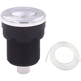 2Pcs/Set Air Activated Switch Button with Air Hose, Sink Top Stainless Steel Brushed Push Button for Food Waste Garbage Disposal Part (1.34" Button with Cover)