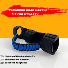 RDFUN Roll Bar Grab Handles for UTV&ATV,Hand Holds fits 1.5-2”Roll Cages for Polaris/Kawasaki/Honda/Yamaha,Paracord,Black/Blue