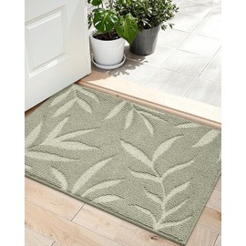 LUMI Front Door Mat Indoor Dirt Trapper for Entrance, Washable, Non Slip, Absorbent Low-Profile Doormat Inside for for Entry, Patio, Garage, 24"x36", Green