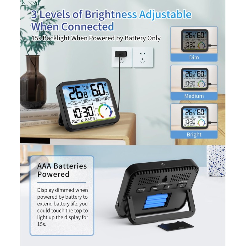 VOCOO Digital Indoor Room Thermometer - 5.8'' Extra Large Display