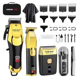 Professional Hair Clipper Set, Cordless Barber Kit and Hair Cutting Set, Electric Foil Shavers and Beard Trimmers, Rechargeable Ear, Nose Hair Trimmer Set & Facial Grooming Tool