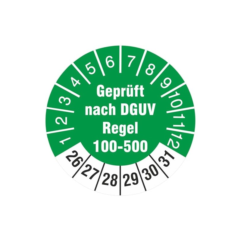 100 pieces tested according to DGUV rule 100-500 test labels