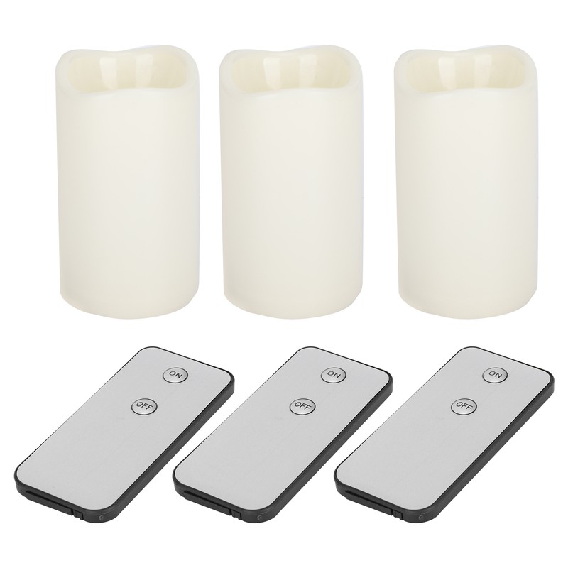 3pcs Electronic LED Candles Plastic Flameless Flickering Pillar Fake Candles