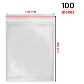 RAGO® Zip Bag I Ziplock Bags with Zip 100 x 200 mm Robust Pack of 100 I Plastic Bags I Reusable Ziplock Bags I Poly Bags for Organisation