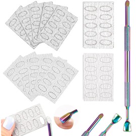 Dual-Ended Nail Care Pusher & Pre-Polishing Sandpaper Set - 240/100 Grit Self-Stick Sheets for Cuticle Trimming, Keratin Removal, and DIY Nail Art