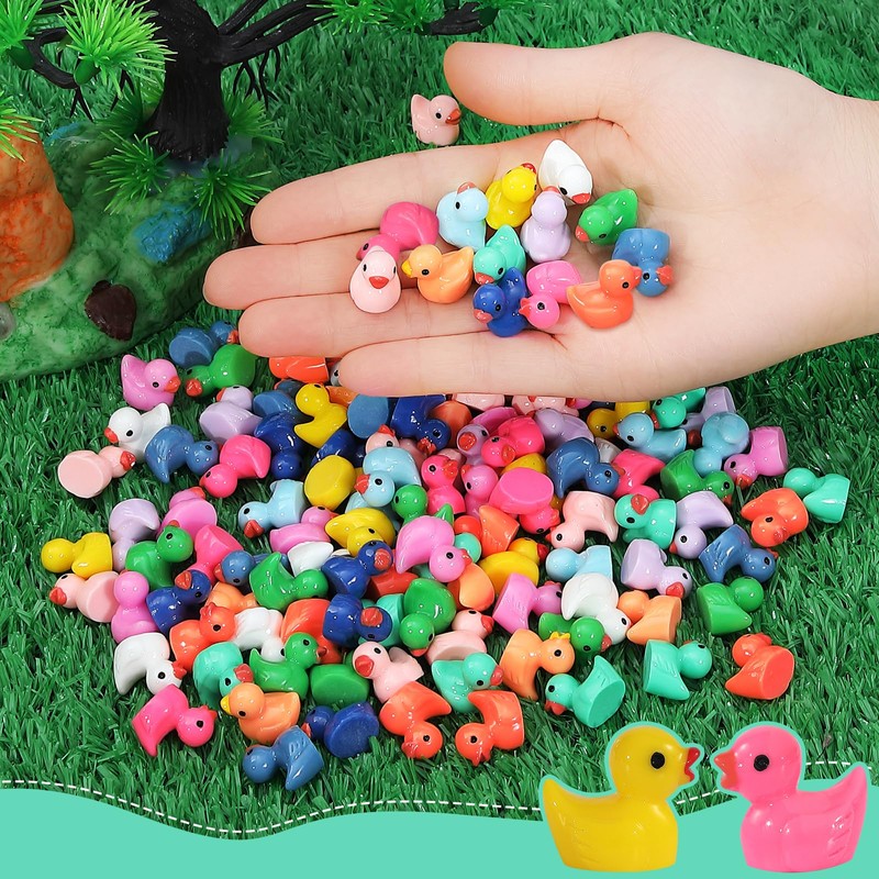 Rachan130 Pcs Mini Ducks Bulk Resin Duck Figurines for Miniature