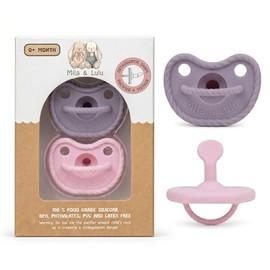 Mila & Lulu - Chupetes de silicona con forma ortodóntica (juego de 2); 0 meses en adelante; 100% silicona de grado alimenticio, diseño de una pieza (bailarina/malva)