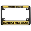 Motorcycle Metal License Plate Frame with U.S. Combat Veteran Design