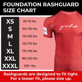 Gold BJJ Foundation Rash Guard - Ranked No-Gi and Gi Jiu Jitsu Rashguard, Red (Short Sleeve), Medium