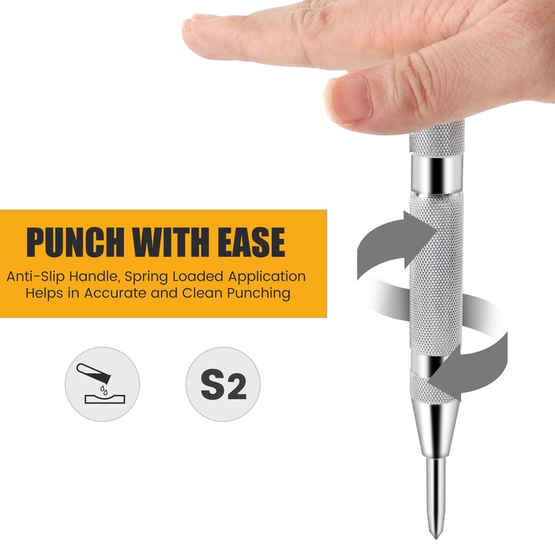 MulWark 6" Automatic Center Punch for Metal - Spring Loaded