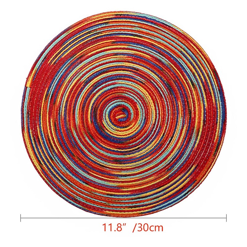 Alnicov 4pcs Cotton Woven Rattan Heat-Resistant Tablema,11.8Inch 30cm Round Placemats