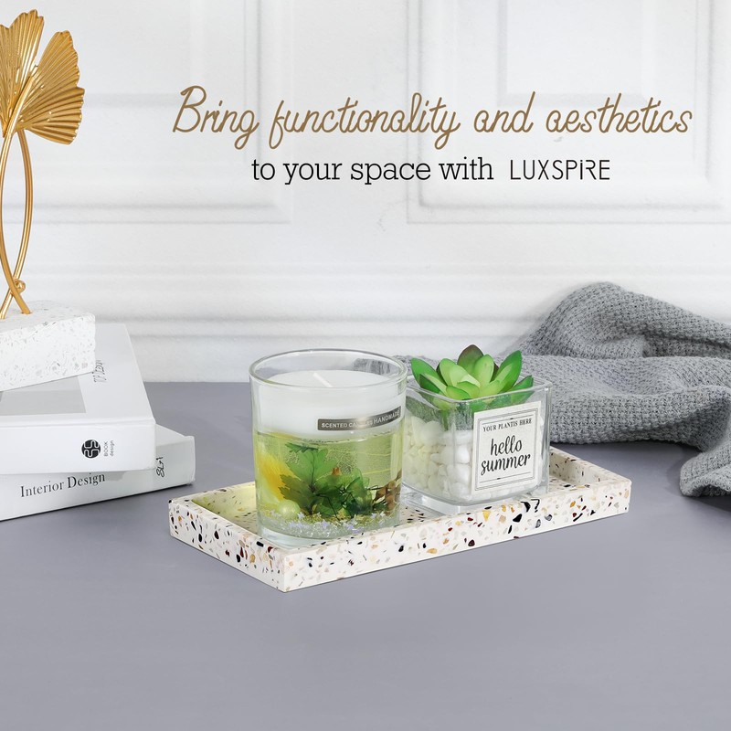 Luxspire Bathroom Vanity Tray, 8 x 4 inch Resin Kitchen